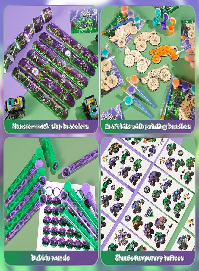 Vanblue 84 Pcs Monster Truck Party Favors Green Purple Truck Car Birthday Decorations Supplies Goodie Bag Stuffers Gift for Boy Party Pinata Filler Classroom Rewards - Image 4